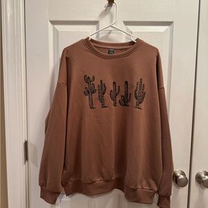 Women’s SHEIN Brown Cactus Graphic Crewneck: L